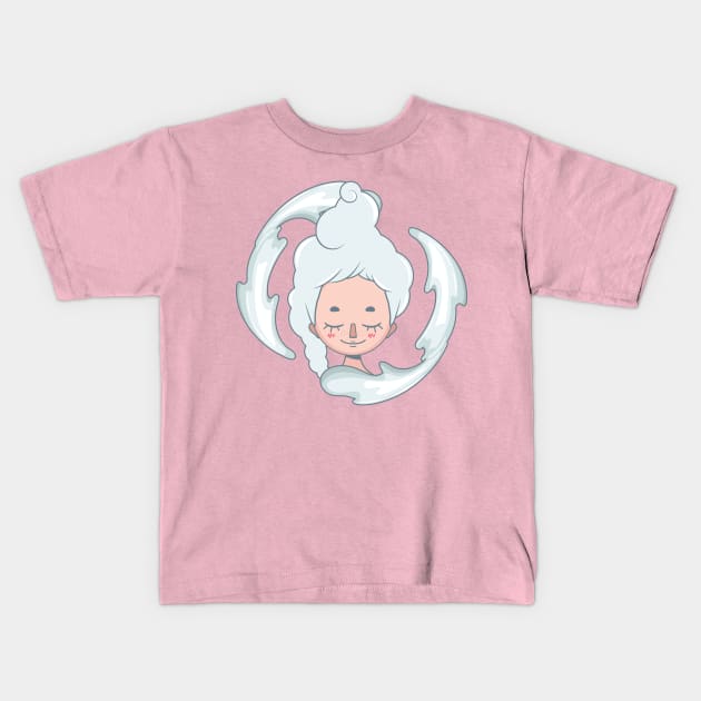 Stylized girl depicting the air element Kids T-Shirt by GazingNeko